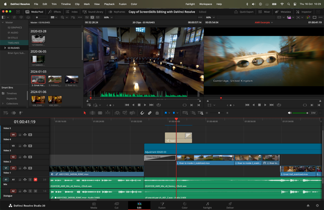 Screengrab of DaVinci Resolve software user interface