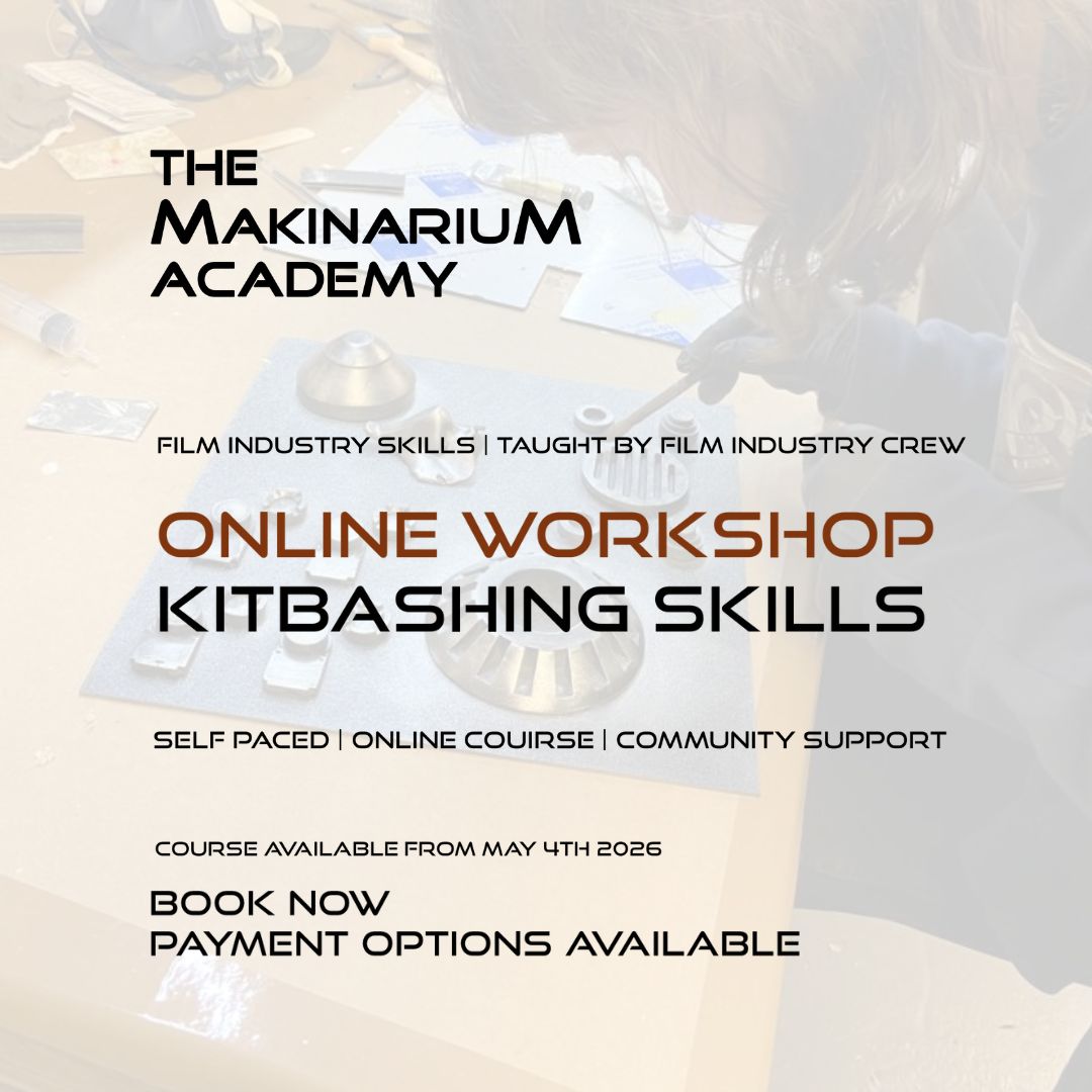 A graphic advertising the Makinarium kitbashing course