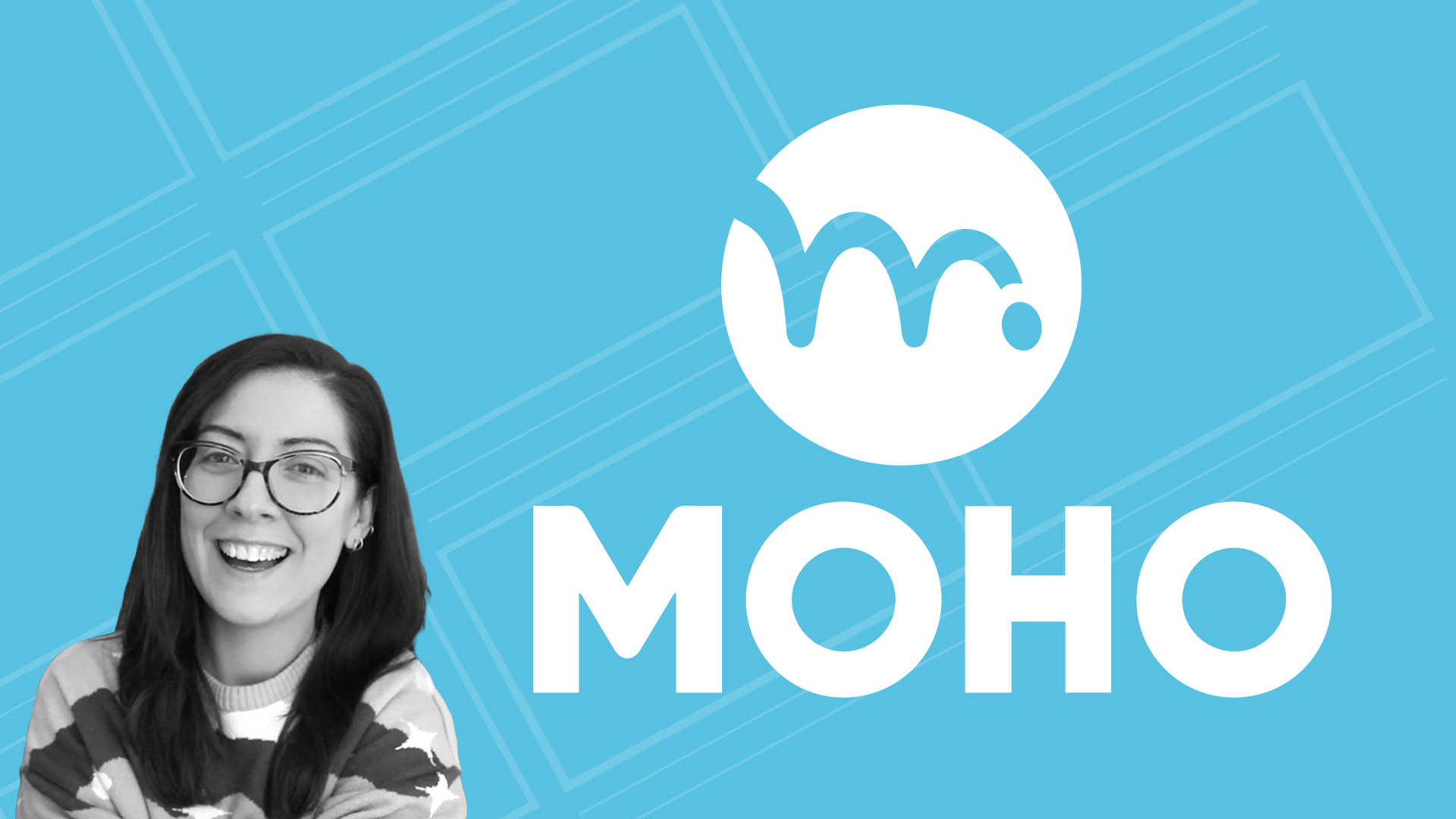 A picture of Dani Abram smiling against a pale blue background. The Moho logo appears in white to the right of her.