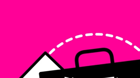 Animated image of person with briefcase of documents